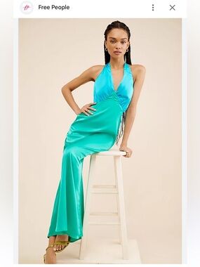 Free People The Wolf Gang Oahu Satin Halter Maxi dress women size XS